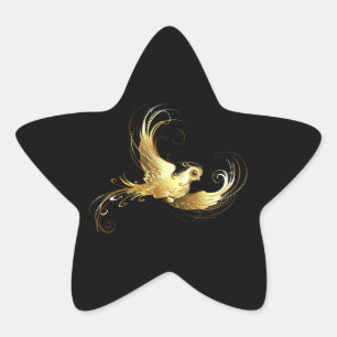 Golden Bird op zwarte achtergrond Ster Sticker