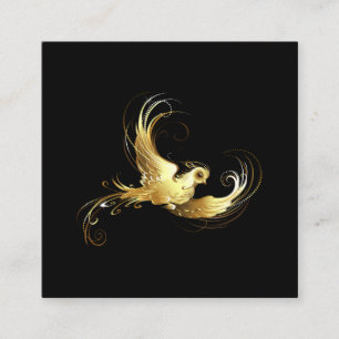 Golden Bird op zwarte achtergrond Vierkante Visitekaartje