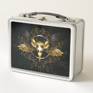 Golden Bird Skull op zwarte achtergrond