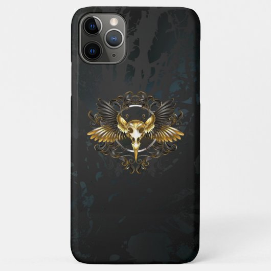 Golden Bird Skull op zwarte achtergrond Case-Mate iPhone Case (Achterkant)