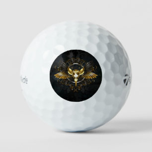 Golden Bird Skull op zwarte achtergrond Golfballen