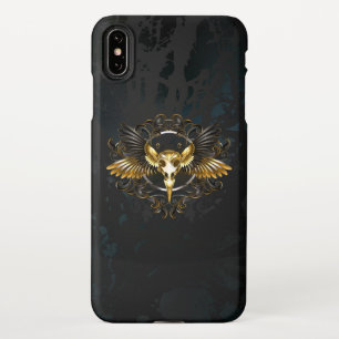 Golden Bird Skull op zwarte achtergrond iPhone XS Max Hoesje