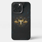 Golden Bird Skull op zwarte achtergrond iPhone Hoesje (Achterkant)