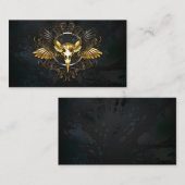 Golden Bird Skull op zwarte achtergrond Kortingskaartje (Voorkant / Achterkant)