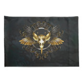 Golden Bird Skull op zwarte achtergrond Kussensloop (Achterkant-Rechts)