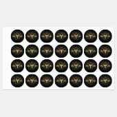 Golden Bird Skull op zwarte achtergrond Labels (Vel)