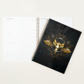 Golden Bird Skull op zwarte achtergrond Planner (Display)