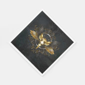Golden Bird Skull op zwarte achtergrond Servet (Hoek)