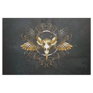 Golden Bird Skull op zwarte achtergrond Stof