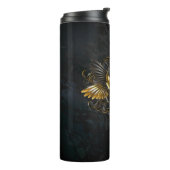 Golden Bird Skull op zwarte achtergrond Thermosbeker (Gedraaid links)