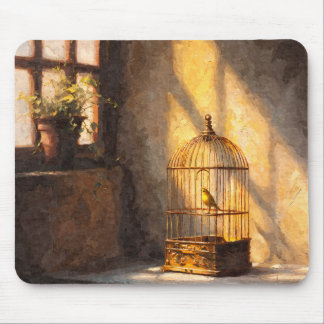 Golden Birdcage Sunlight Window Mousepad Muismat