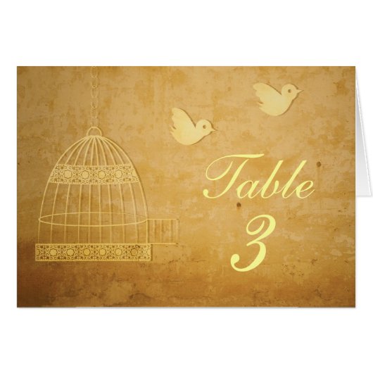 Golden Birdcage Wedding Table Number Kaart (Voorkant Horizontaal)