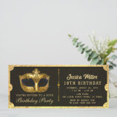 Golden birthday Party Ticket Invitation (Debout devant)