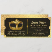 Golden birthday Party Ticket Invitation (Devant / Derrière)