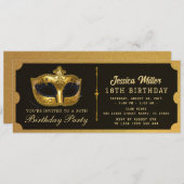 Golden birthday Party Ticket Invitation (Devant / Derrière)