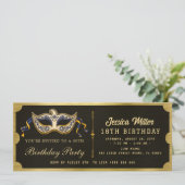 Golden birthday Party Ticket Invitation (Debout devant)