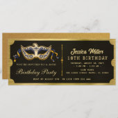 Golden birthday Party Ticket Invitation (Devant / Derrière)