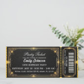Golden Birthday Party Ticket Invitation 2026 (Debout devant)