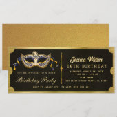 Golden birthday Party Ticket Invitation Kaart (Voorkant / Achterkant)