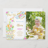 Golden Birthday Tea Party Photo Invitation (Devant)