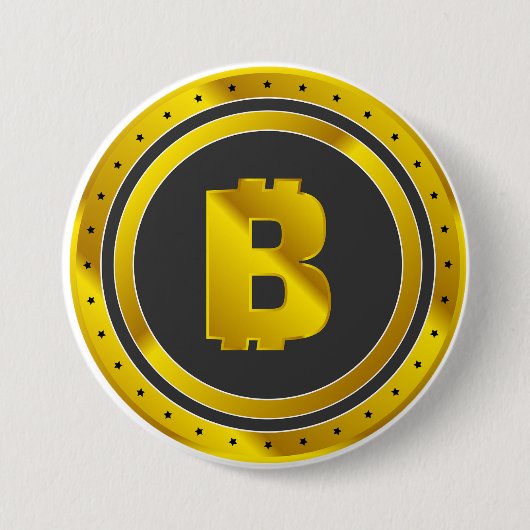 Golden Bitcoin Symbol Digital Currency Ronde Button 7,6 Cm (Voorkant)