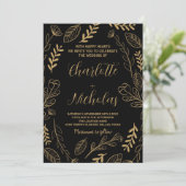 Golden Black Art Wedding Invitations (Debout devant)