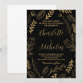 Golden Black Art Wedding Invitations (Devant / Derrière)