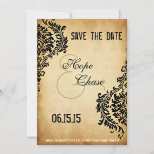 Golden  Black Damask Save the Date