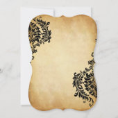Golden  Black Damask Wedding Invitations Kaart (Achterkant)