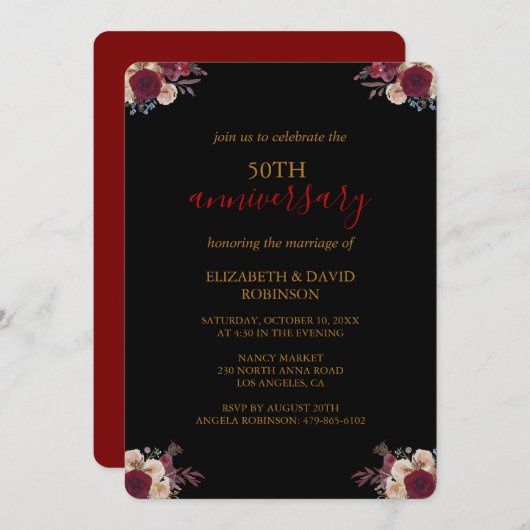 Golden Black elegante 50ste huwelijksverjaardag Kaart (Voorkant / Achterkant)