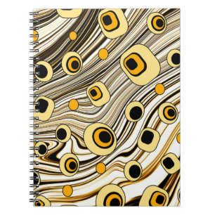 Golden Black en Yellow Retro Style Groovy Art Notitieboek