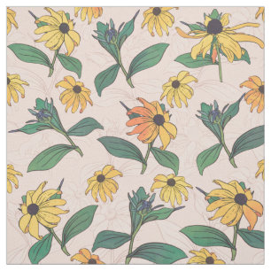 Golden Black-Eyed Daisy Flowers Stof