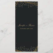 Golden Black Glitter Confetti Wedding Menu (Achterkant)