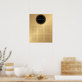 Golden Black Lace Circle Wedding Seding Chart Poster (Keuken)