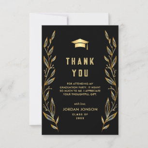 Golden Black Modern Afstuderen Bedankkaart