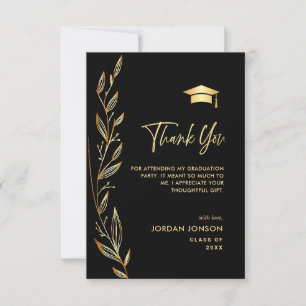 Golden Black Modern Afstuderen Bedankkaart