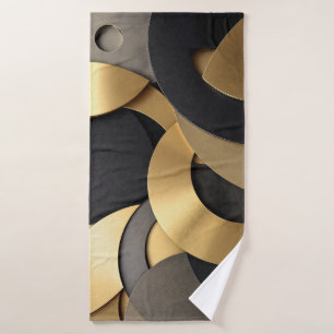 Golden & Black Overlapping Geometrisch Abstract Badhanddoek
