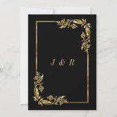 Golden Black Wedding Invitation Gold Leaves Lijst (Achterkant)