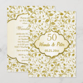 Golden bladeren 50th Wedding Jubileum Kaart (Voorkant / Achterkant)