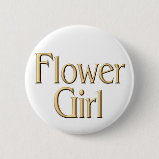 Golden Bloemenmeisje-toets Ronde Button 5,7 Cm