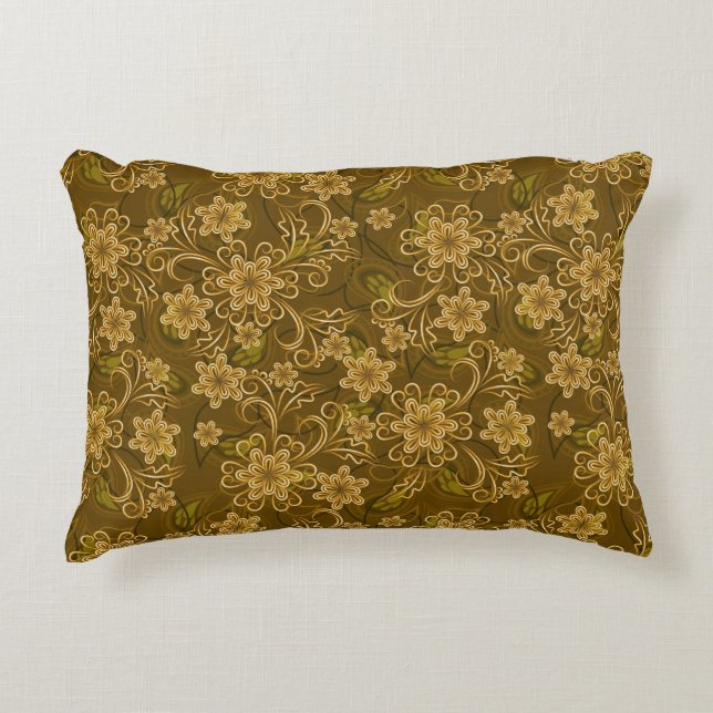 Golden  bloempatroon decoratief kussen (Voorkant)