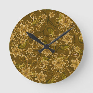Golden  bloempatroon ronde klok