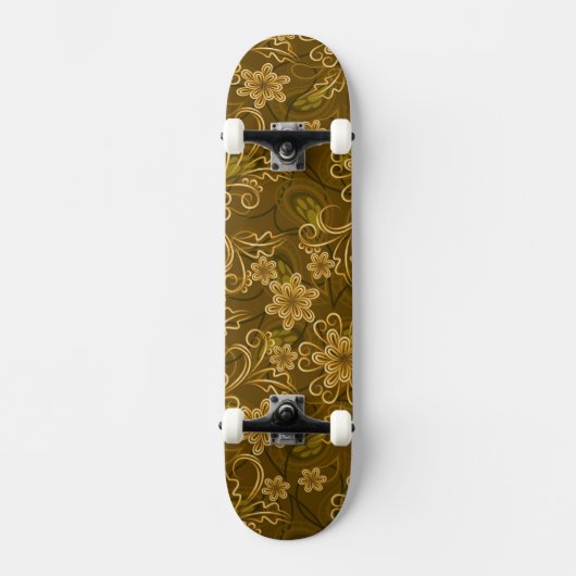 Golden  bloempatroon skateboard (Voorkant)