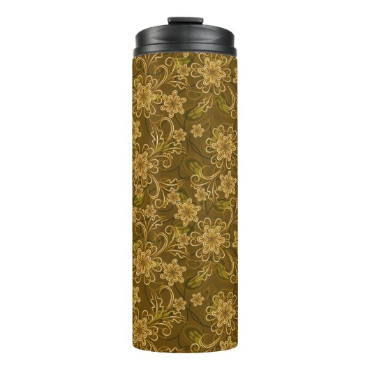 Golden bloempatroon thermosbeker (Voorkant)