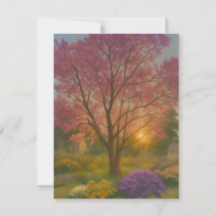 Golden Bloom - Sunset Garden Painting Briefkaart
