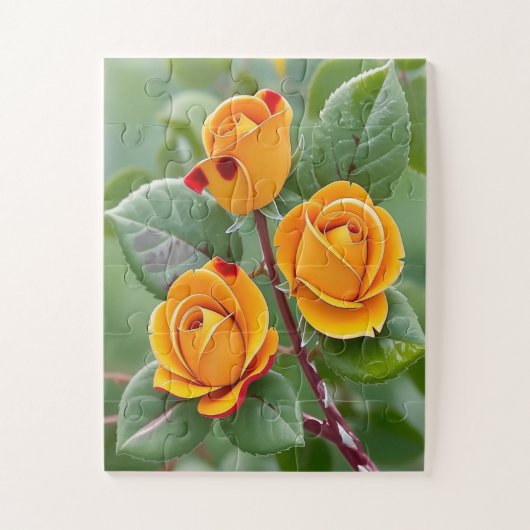 Golden Bloom Trio | Yellow Rose Botanical Legpuzzel (Verticaal)