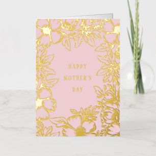 Golden Blooms Mothers Day Foil Carte de voeux