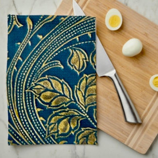 Golden Blossom Elegance Keuken Handdoeken