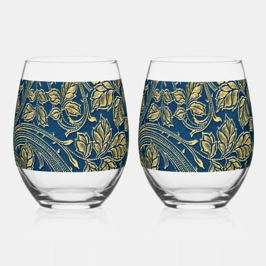 Golden Blossom Elegance  Wijnglas Zonder Voet (Voorkant)