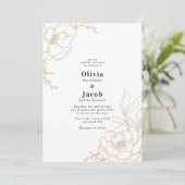 Golden Blossom Floral Wedding Design Kaart (Staand voorkant)